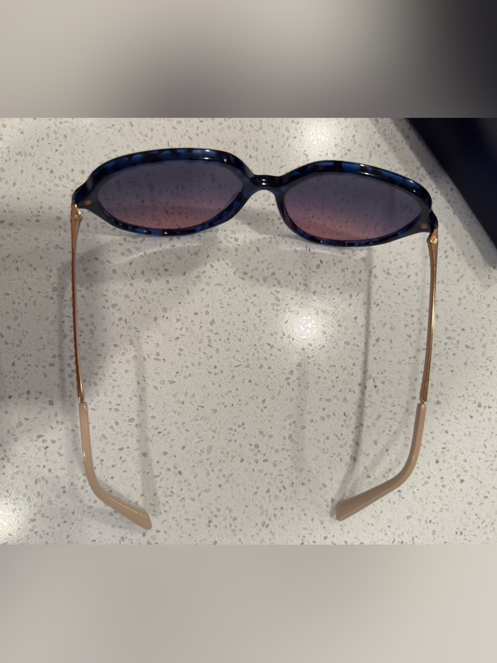Valentino Blue Tortoiseshell Sunglasses with Purple Gradient Lenses - Picture 2 of 3